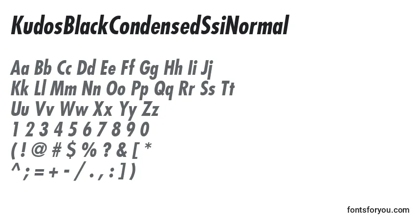 Schriftart KudosBlackCondensedSsiNormal – Alphabet, Zahlen, spezielle Symbole