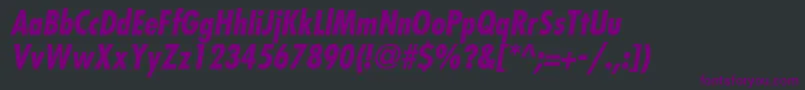 Fonte KudosBlackCondensedSsiNormal – fontes roxas em um fundo preto