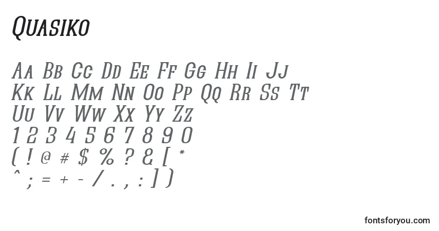 Quasiko-fontti – aakkoset, numerot, erikoismerkit
