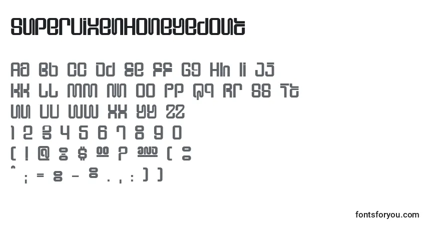 Fuente SupervixenHoneyedOut - alfabeto, números, caracteres especiales