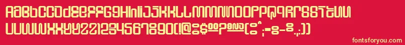 Fonte SupervixenHoneyedOut – fontes amarelas em um fundo vermelho