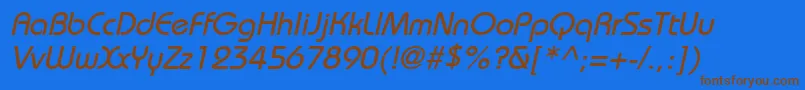 BiminiItalic-fontti – ruskeat fontit sinisellä taustalla