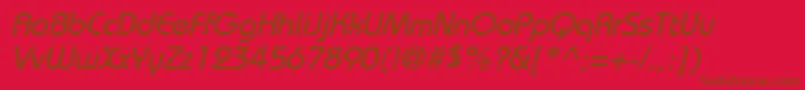 フォントBiminiItalic – 赤い背景に茶色の文字