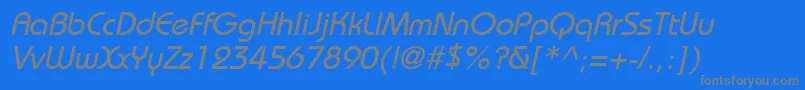 BiminiItalic-fontti – harmaat kirjasimet sinisellä taustalla