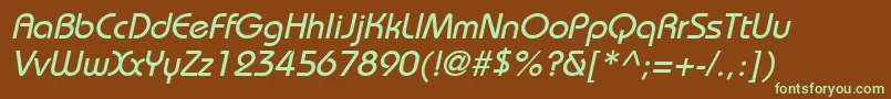 Czcionka BiminiItalic – zielone czcionki na brązowym tle