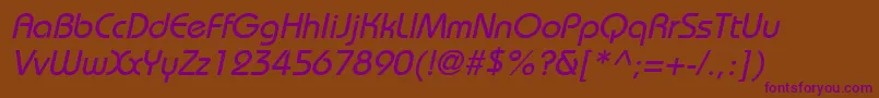 Czcionka BiminiItalic – fioletowe czcionki na brązowym tle