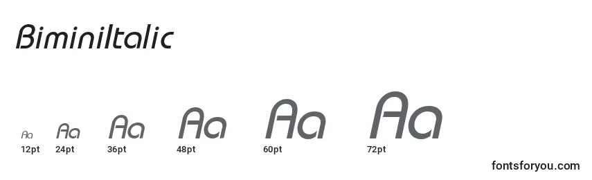Размеры шрифта BiminiItalic