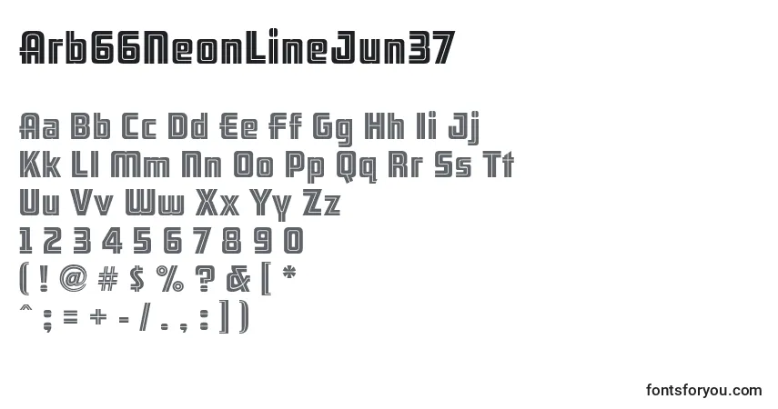 Police Arb66NeonLineJun37 - Alphabet, Chiffres, Caractères Spéciaux
