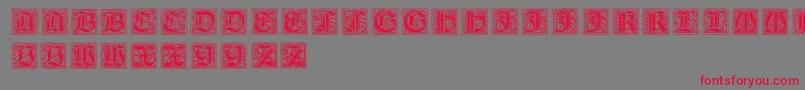フォントNeugotischeInitialen – 赤い文字の灰色の背景