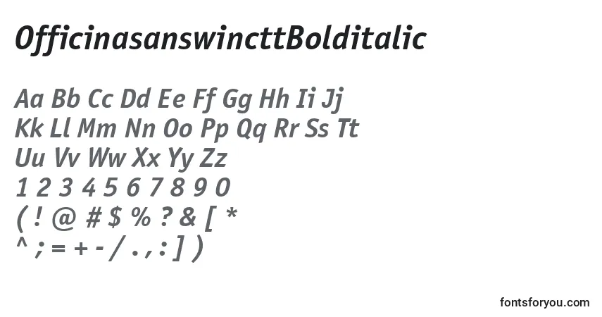 A fonte OfficinasanswincttBolditalic – alfabeto, números, caracteres especiais