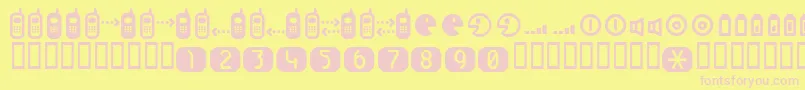 Cellpic-fontti – vaaleanpunaiset fontit keltaisella taustalla