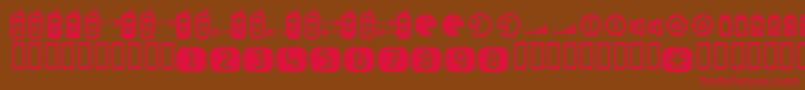 フォントCellpic – 赤い文字が茶色の背景にあります。