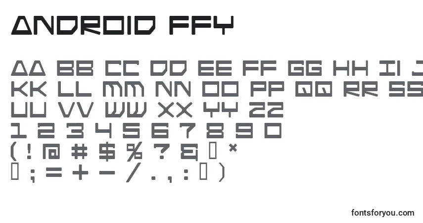 Schriftart Android ffy – Alphabet, Zahlen, spezielle Symbole