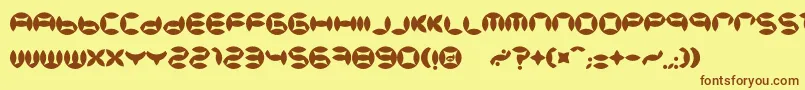 フォントBdBeans – 茶色の文字が黄色の背景にあります。