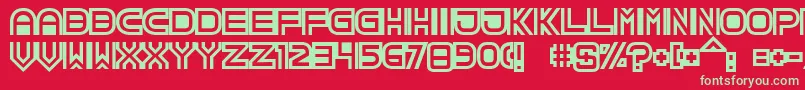 フォントTpfCreol – 赤い背景に緑の文字