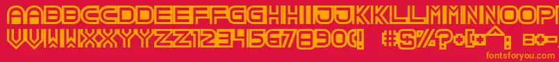 フォントTpfCreol – 赤い背景にオレンジの文字