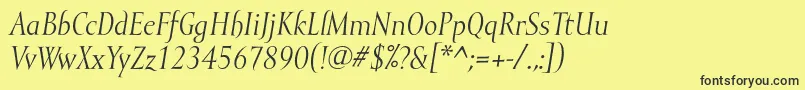 MramorItalic-fontti – mustat fontit keltaisella taustalla