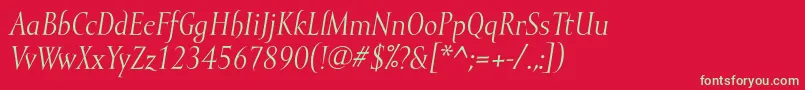 MramorItalic Font – Green Fonts on Red Background