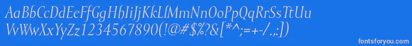 MramorItalic Font – Pink Fonts on Blue Background