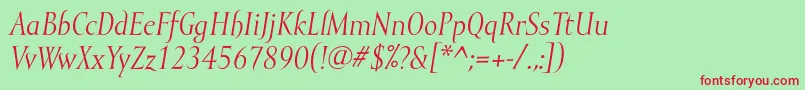 MramorItalic Font – Red Fonts on Green Background