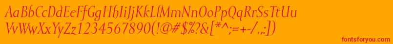 フォントMramorItalic – オレンジの背景に赤い文字