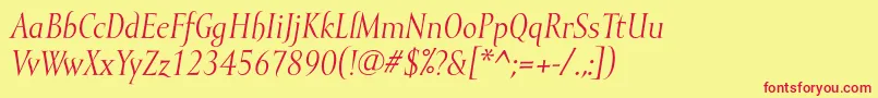 MramorItalic Font – Red Fonts on Yellow Background