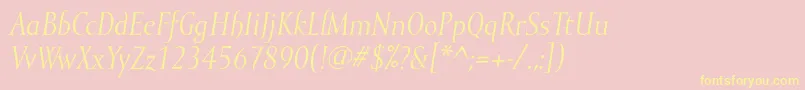 フォントMramorItalic – 黄色のフォント、ピンクの背景