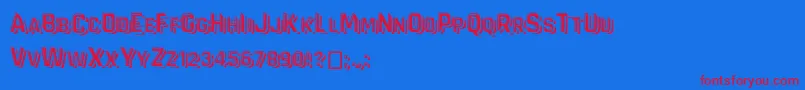 Vandervon-Schriftart – Rote Schriften auf blauem Hintergrund