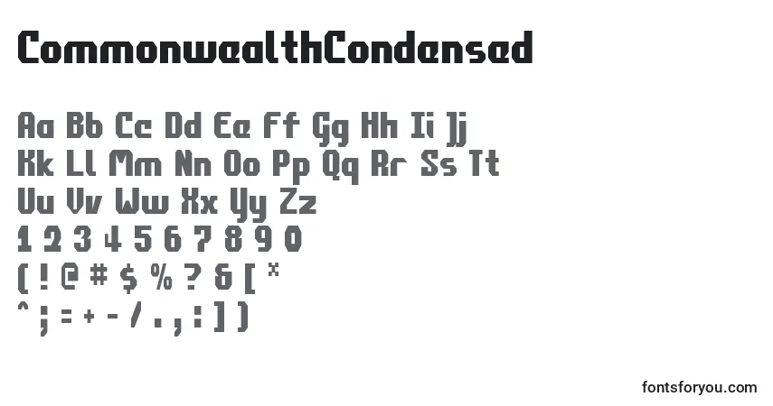 Шрифт CommonwealthCondensed – алфавит, цифры, специальные символы