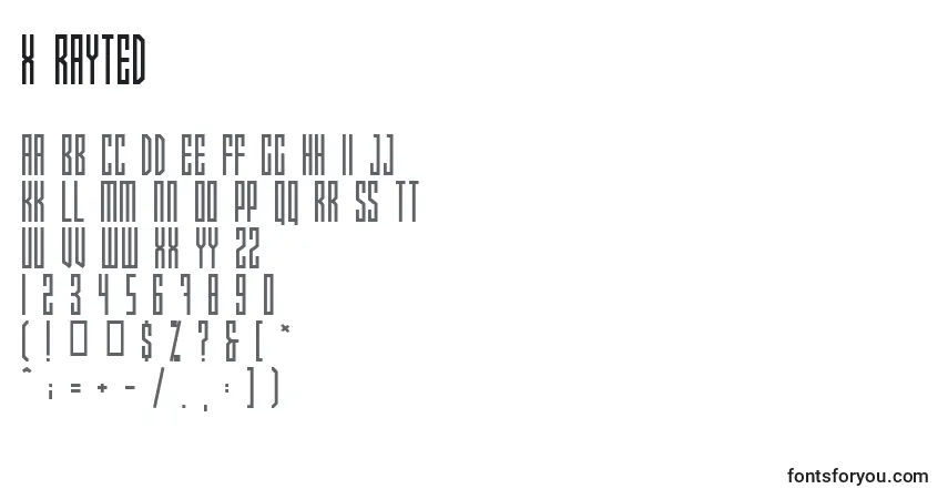 Schriftart X Rayted – Alphabet, Zahlen, spezielle Symbole