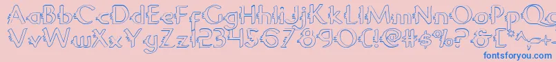 Więcej informacji o czcionce Gypsyroado Czcionka Gypsyroado – niebieskie czcionki na różowym tle