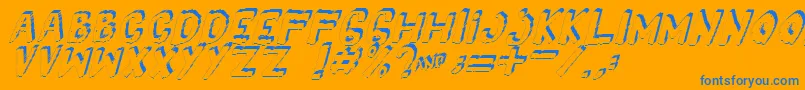 フォントYes3Ditalic – オレンジの背景に青い文字