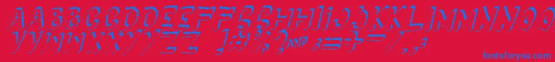Yes3Ditalic-Schriftart – Blaue Schriften auf rotem Hintergrund