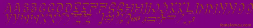 Yes3Ditalic-Schriftart – Braune Schriften auf violettem Hintergrund