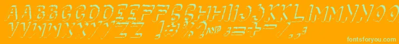 Fonte Yes3Ditalic – fontes verdes em um fundo laranja