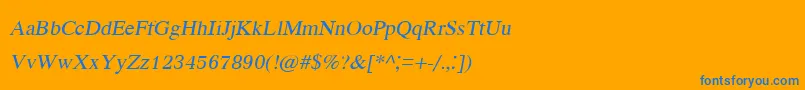 フォントKodchiangupcItalic – オレンジの背景に青い文字