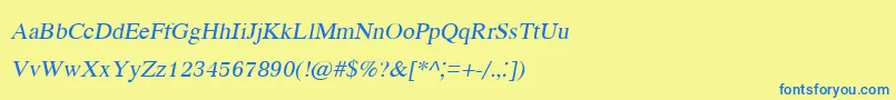 KodchiangupcItalic Font – Blue Fonts on Yellow Background