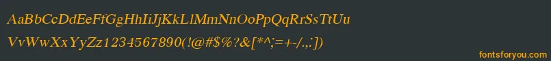 フォントKodchiangupcItalic – 黒い背景にオレンジの文字