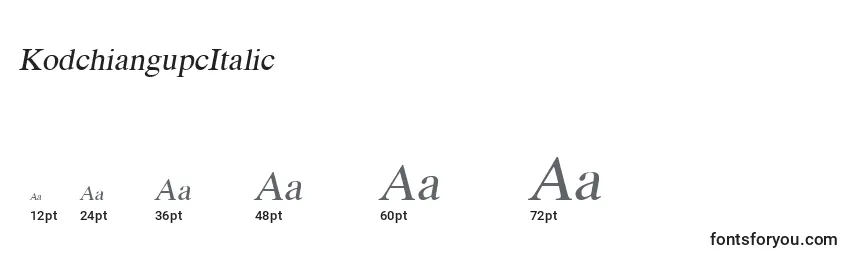 Размеры шрифта KodchiangupcItalic