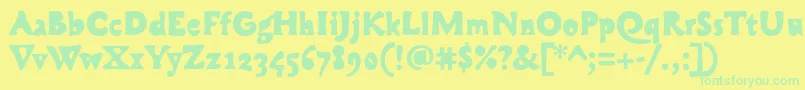 CobraBold-Schriftart – Grüne Schriften auf gelbem Hintergrund