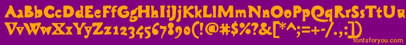 CobraBold-Schriftart – Orangefarbene Schriften auf violettem Hintergrund