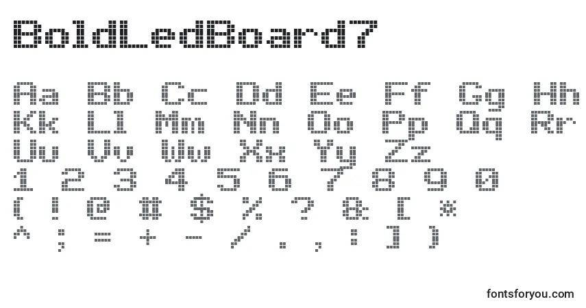 Schriftart BoldLedBoard7 – Alphabet, Zahlen, spezielle Symbole