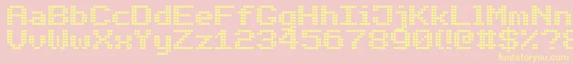 BoldLedBoard7-Schriftart – Gelbe Schriften auf rosa Hintergrund