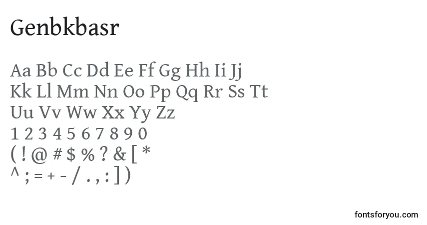 Schriftart Genbkbasr – Alphabet, Zahlen, spezielle Symbole
