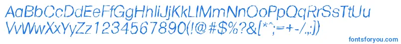 FormularandomLightItalic-Schriftart – Blaue Schriften auf weißem Hintergrund