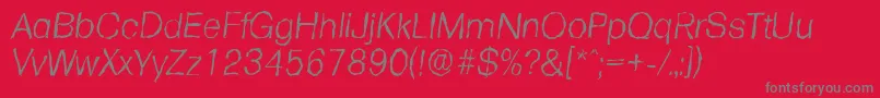 Fonte FormularandomLightItalic – fontes cinzas em um fundo vermelho