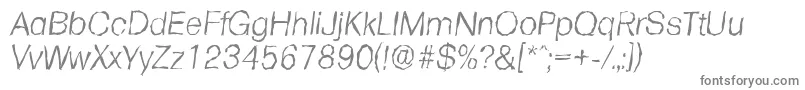 FormularandomLightItalic-fontti – harmaat kirjasimet valkoisella taustalla