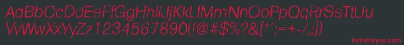 フォントFormularandomLightItalic – 黒い背景に赤い文字