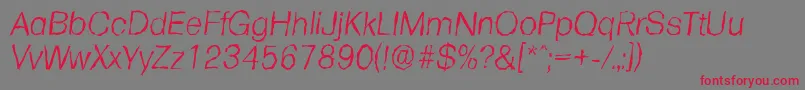 フォントFormularandomLightItalic – 赤い文字の灰色の背景