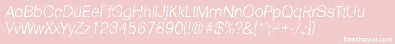 Fonte FormularandomLightItalic – fontes brancas em um fundo rosa